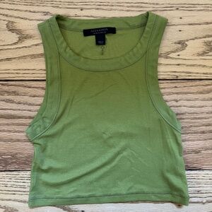 All Saints Rina Crop Top Tank Green US 0